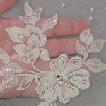 Cathedral Veil With Scattered Lace Pearls and Rhinestones Detail