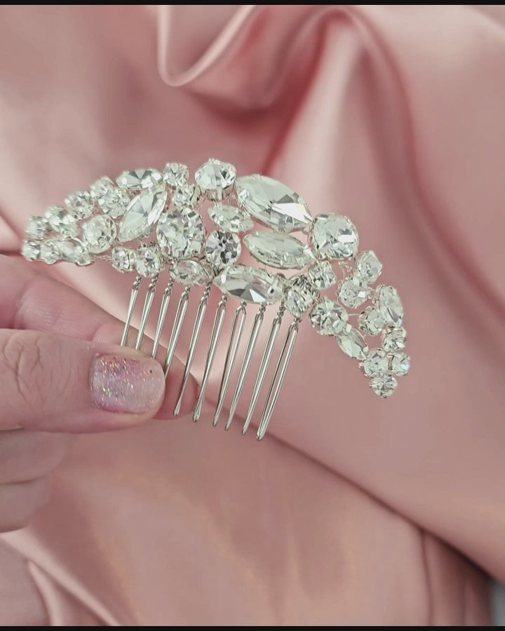 Wedding Hair Comb Silver Glam and Bling Rhinestones Crystals Accessories- Cassandra Lynne