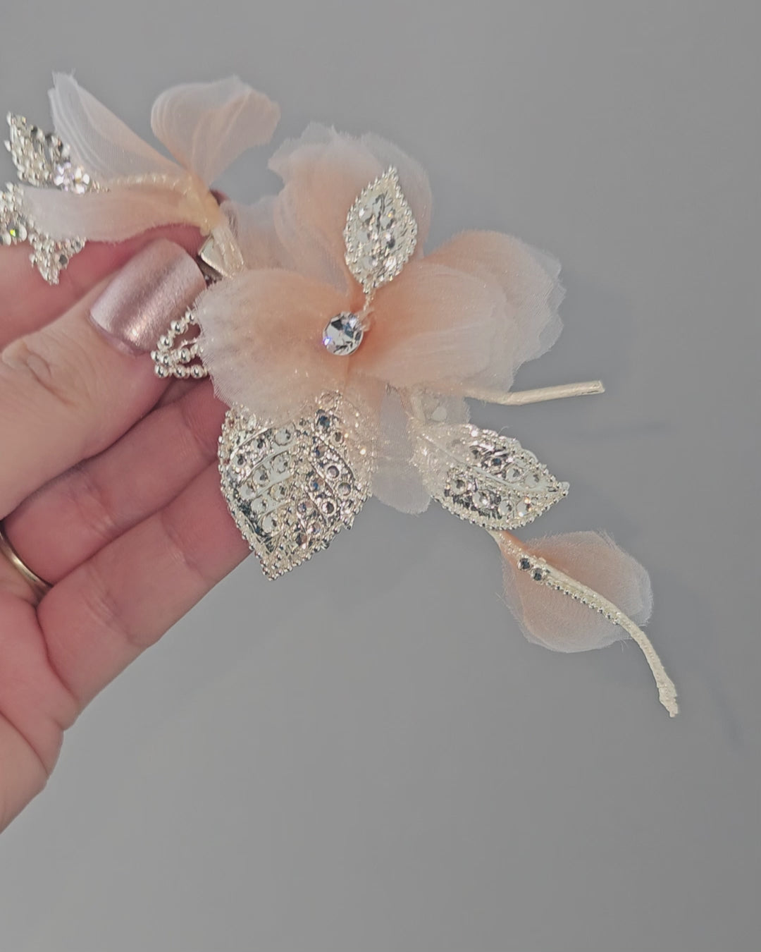 Ombre Pink and Ivory Wedding Hair Flower