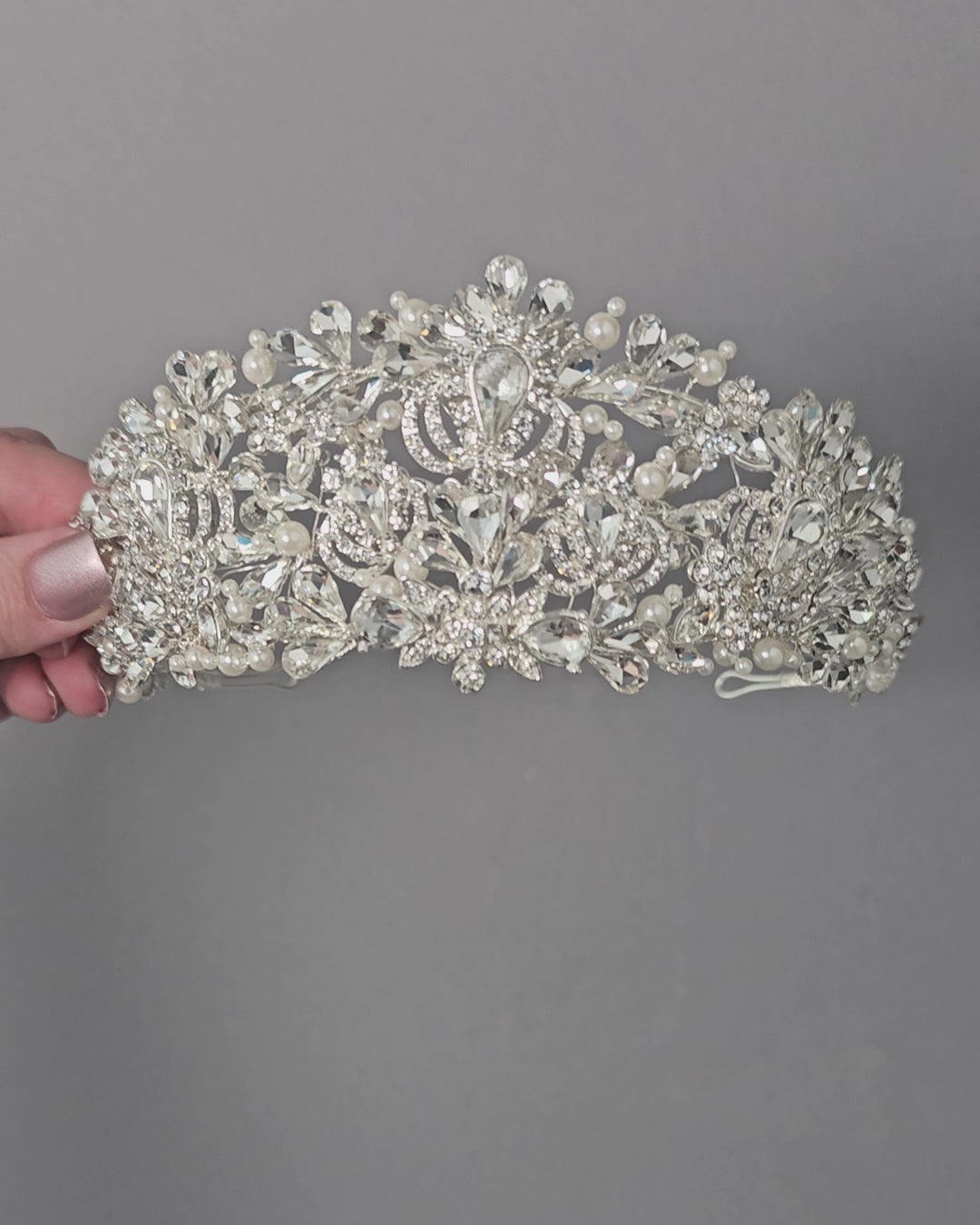 Royal Pearl and Teardrop Crystal Crown