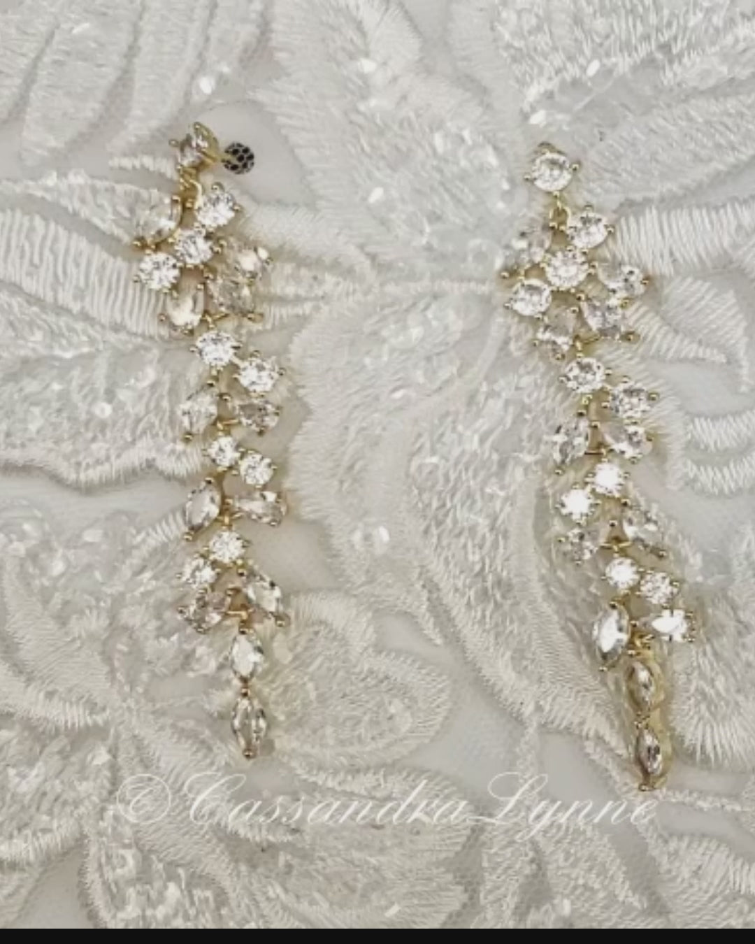 Delicate Wedding Earrings in Gold with CZ Jewels