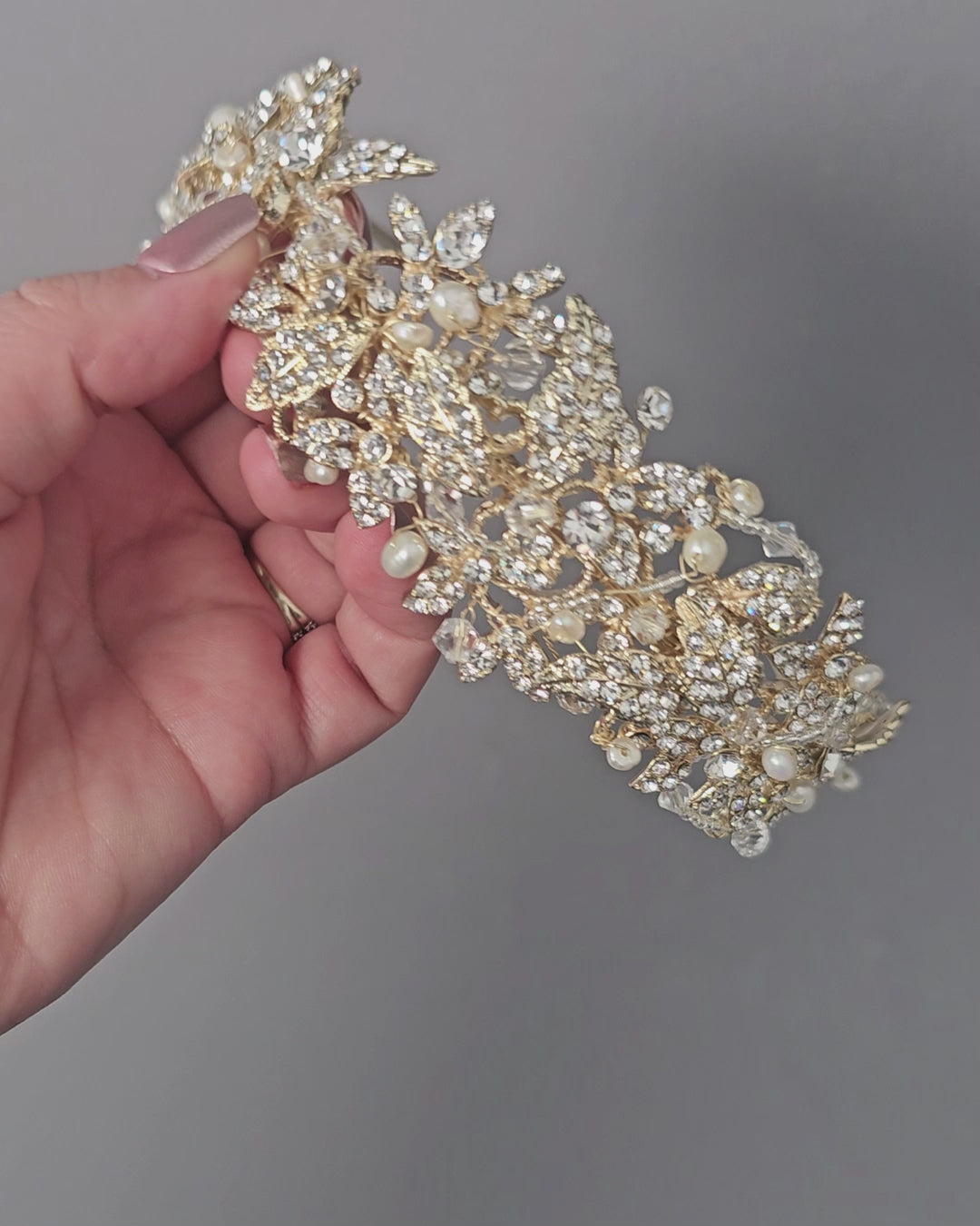Luxurious Bridal Headpiece of Crystals and Pearls