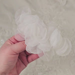 Light Ivory Bridal Hair Flower of Organza Petals