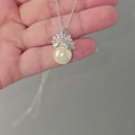 Pearl and CZ Wedding Jewelry Pendant Set