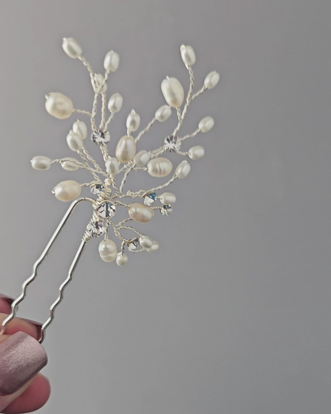 Ivory Pearl and Crystal Bridal Hair Pin