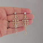 Bridal Earrings Scrolling Chandelier Earrings in silver or gold- Cassandra Lynne