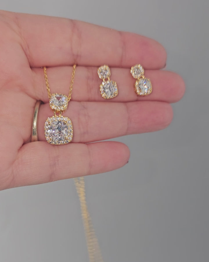 Princess Pave Set pendant and necklace Set Bridal Jewelry - Cassandra Lynne_