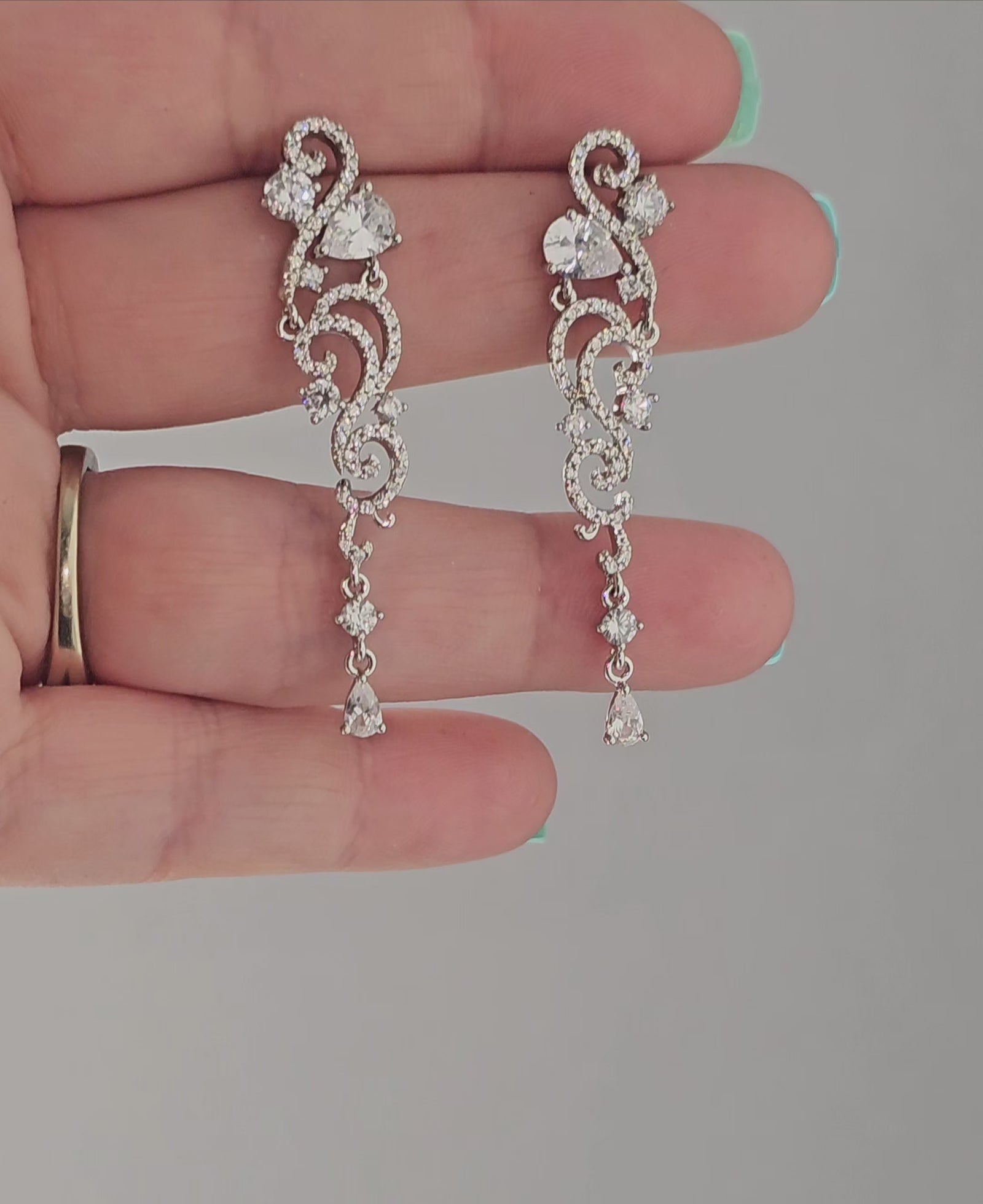Scrolling CZ Wedding Earrings
