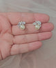 Pearl Stud Earrings with Oval CZ