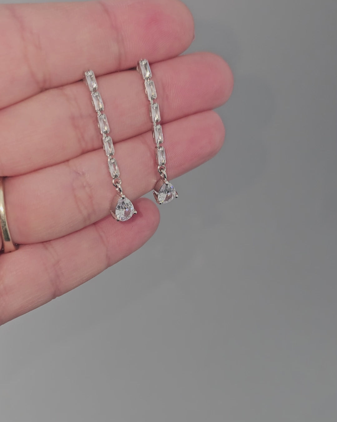 Baguette CZ Lariat Necklace Set