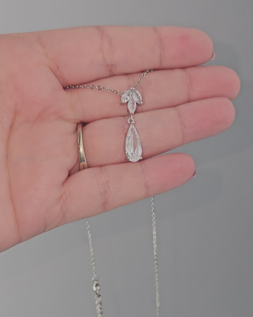 Long Teardrop Pear Pendant Necklace