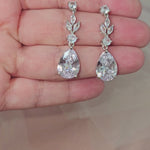 Silver or Gold Pear Drop CZ earrings for the bride or bridesmaids from Cassandra Lynne