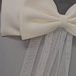 Bow Accented Wedding Veil Ivory