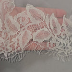Ivory chantilly lace leaves detail