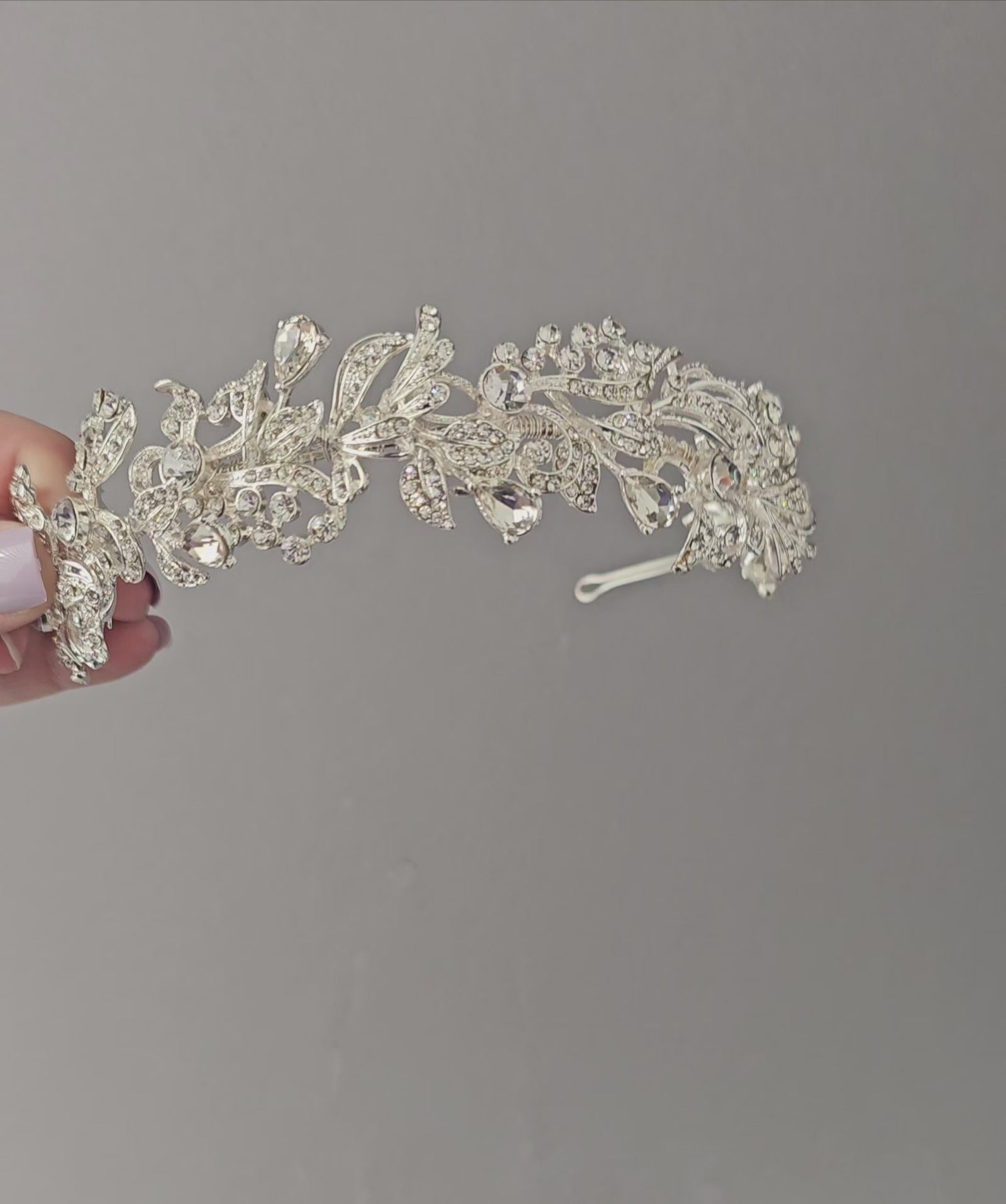 Scrolling Silver Crystal Bridal Headpiece