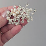 Small Classy Wedding Hair Clip Crystals Freshwater Pearls - Cassandra Lynne