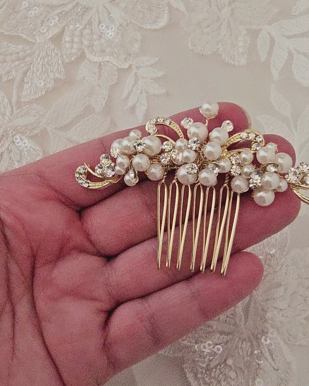Petite pearls and swirls wedding hair comb - Cassandra Lynne