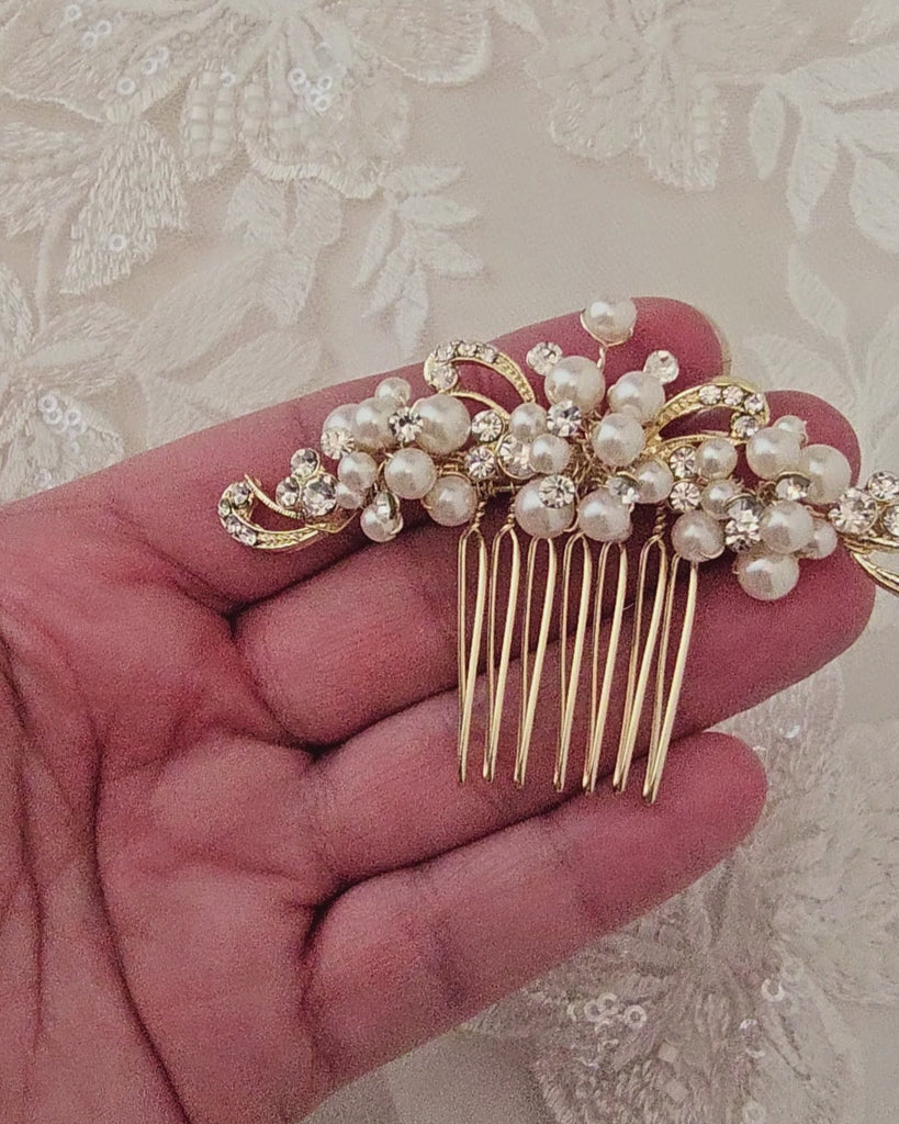 Petite pearls and swirls wedding hair comb - Cassandra Lynne