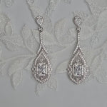 Vintage Styled CZ Earrings for Wedding or Prom Silver or Gold -Cassandra Lynne