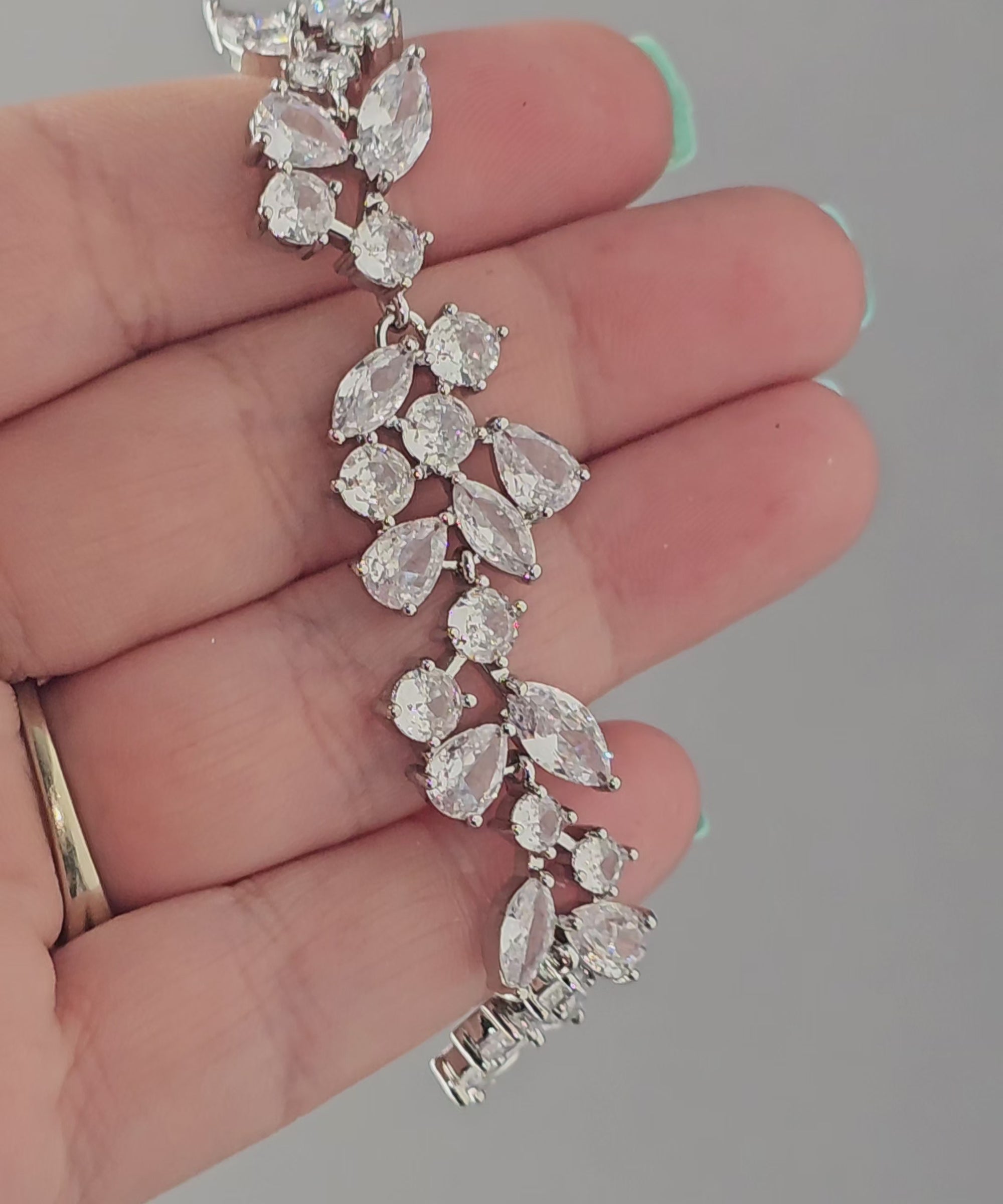 Bridal Bracelet of CZ Teardrop Round Marquise Jewels