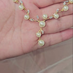 CZ Vine Necklace with Pearls for the bride or special event - Cassandra Lynne
