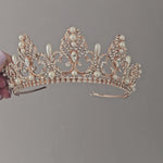 Bridal Tiara with Ivory Color Teardrop Pearls- Cassandra Lynne