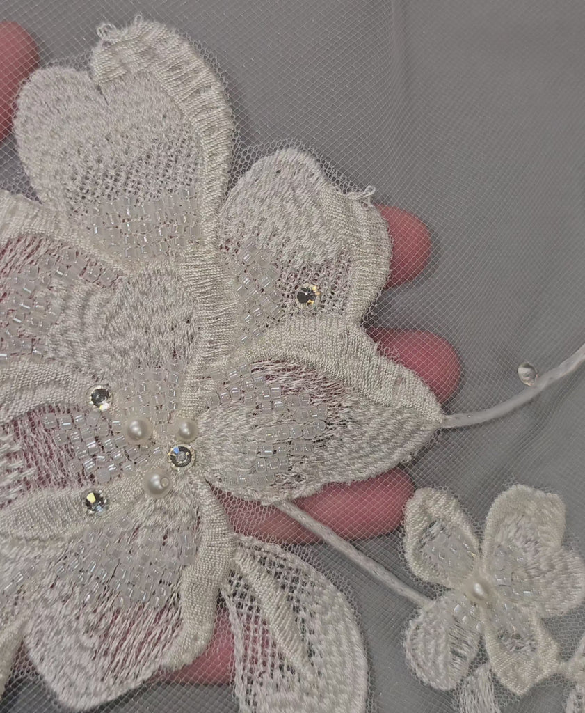 Simple Vine Lace Cathedral Bridal Veil