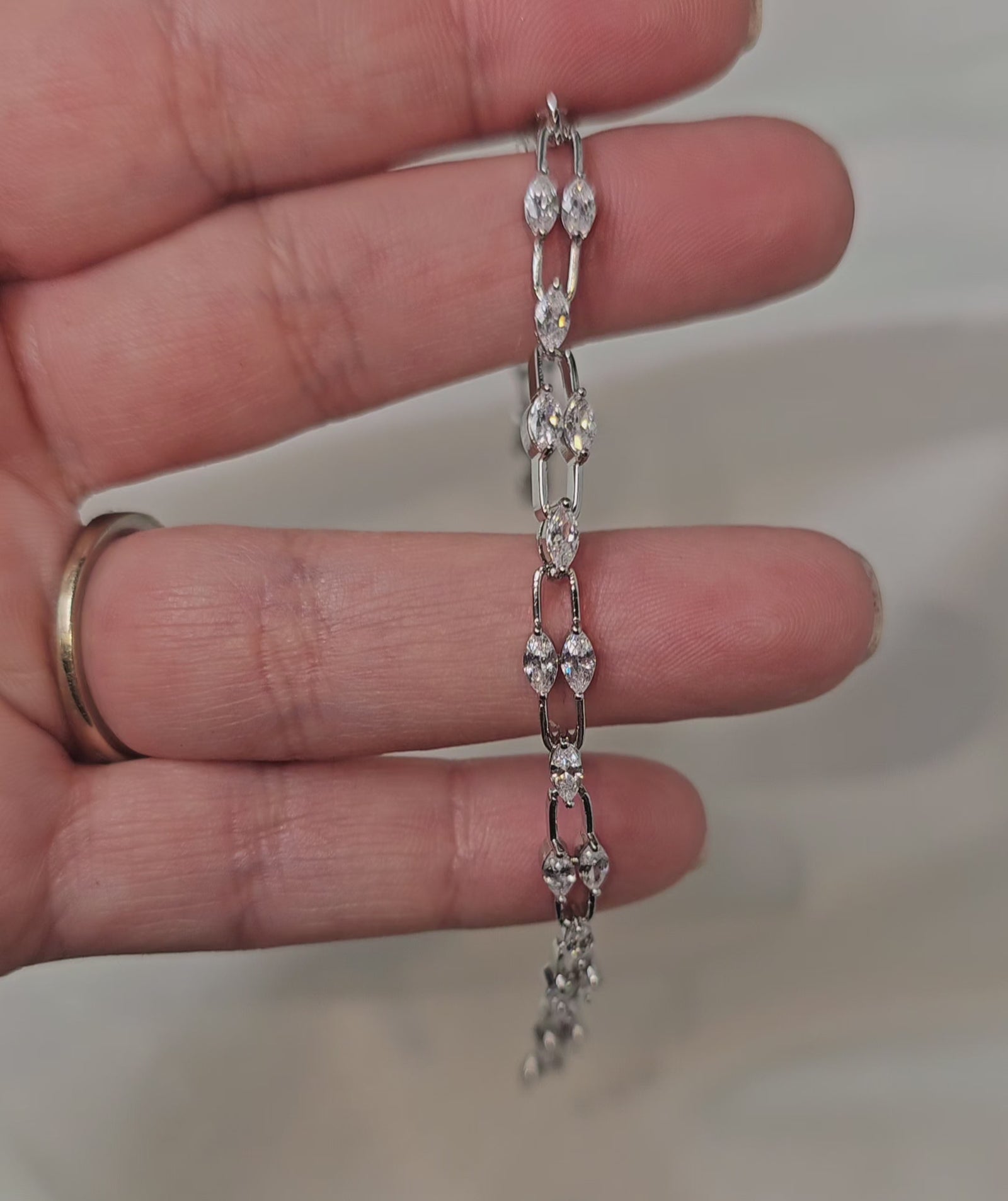 Bracelet of Linked Marquise CZ