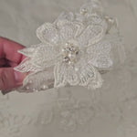 Beaded Lace Bridal Headband in Ivory - Cassandra Lynne