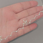 Zig Zag and Teardrop Pearls Wedding Veil Detail