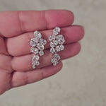CZ Earrings of Oval Cluster Drop Silver - Cassandra Lynne