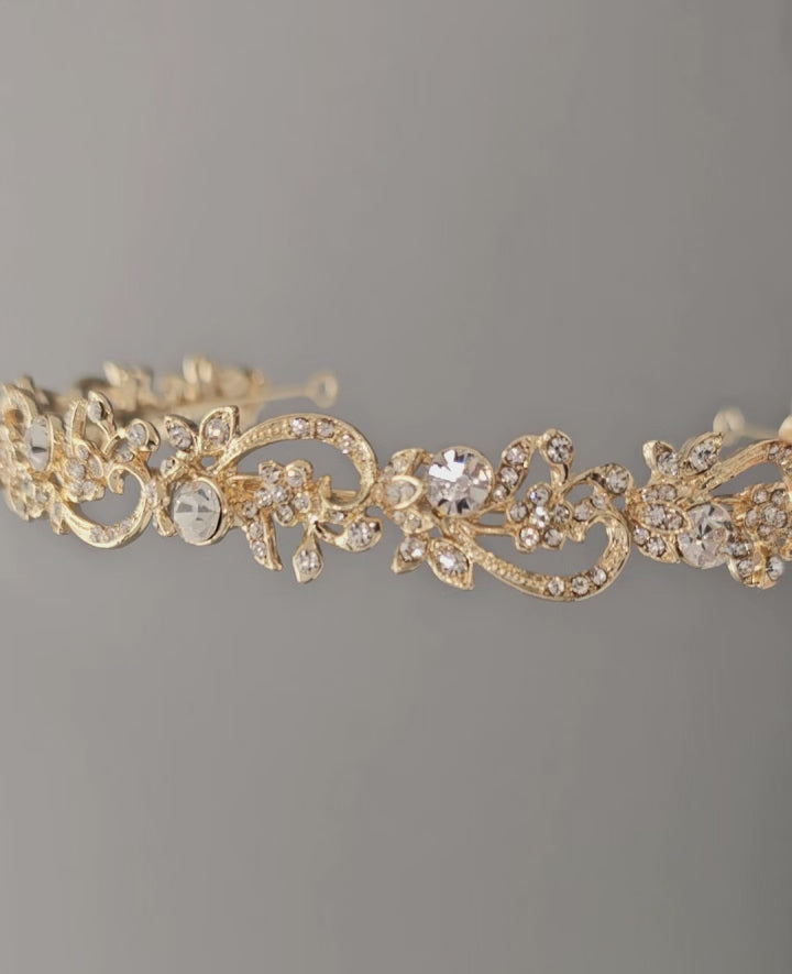 Gold Wedding Tiara Scrolling Headband