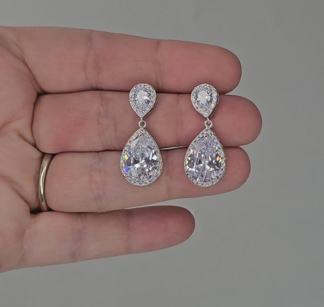 Pave Pear Drop CZ Earrings for the Bride - Cassandra Lynne