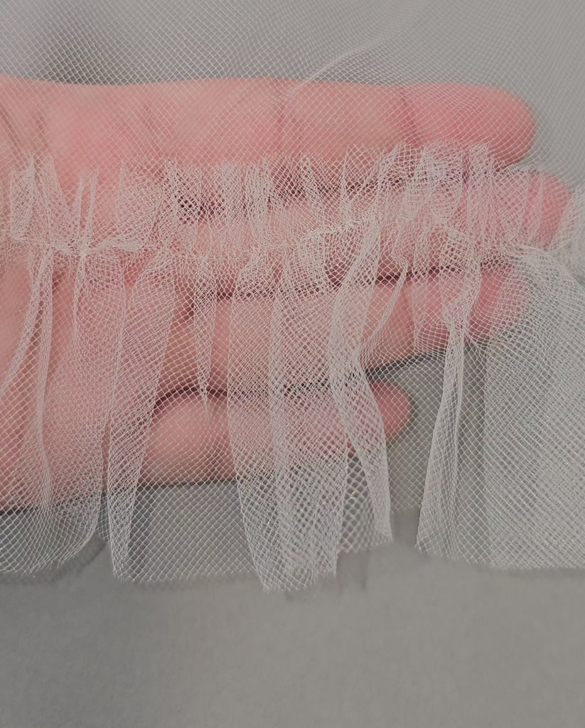 fringe wedding veil gathered tulle edge cassandra lynne