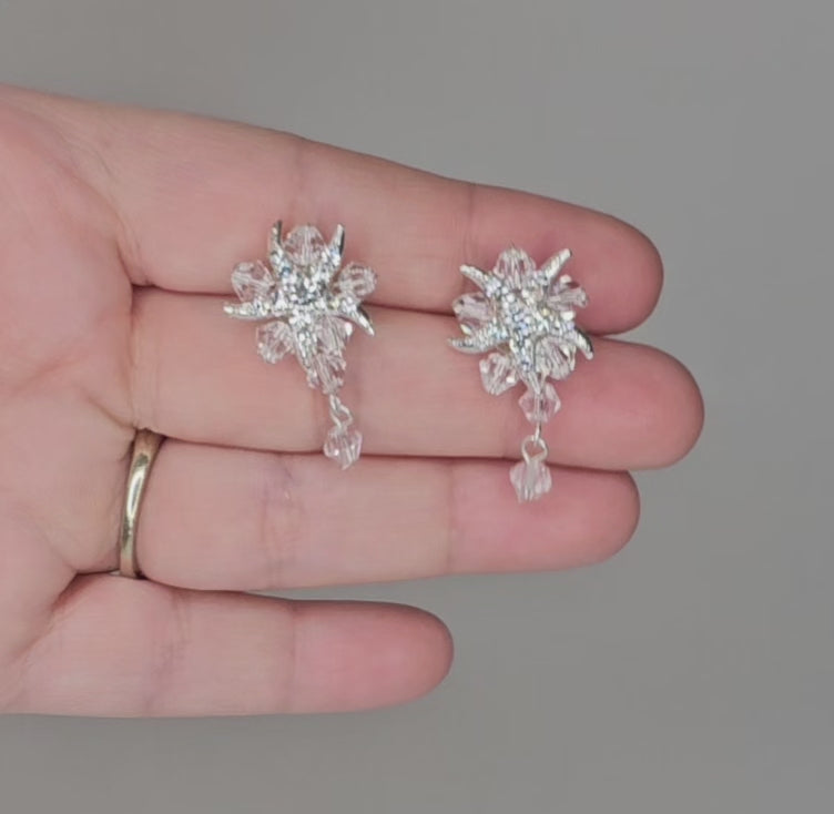 Beach Bride Crystal and Starfish Earrings