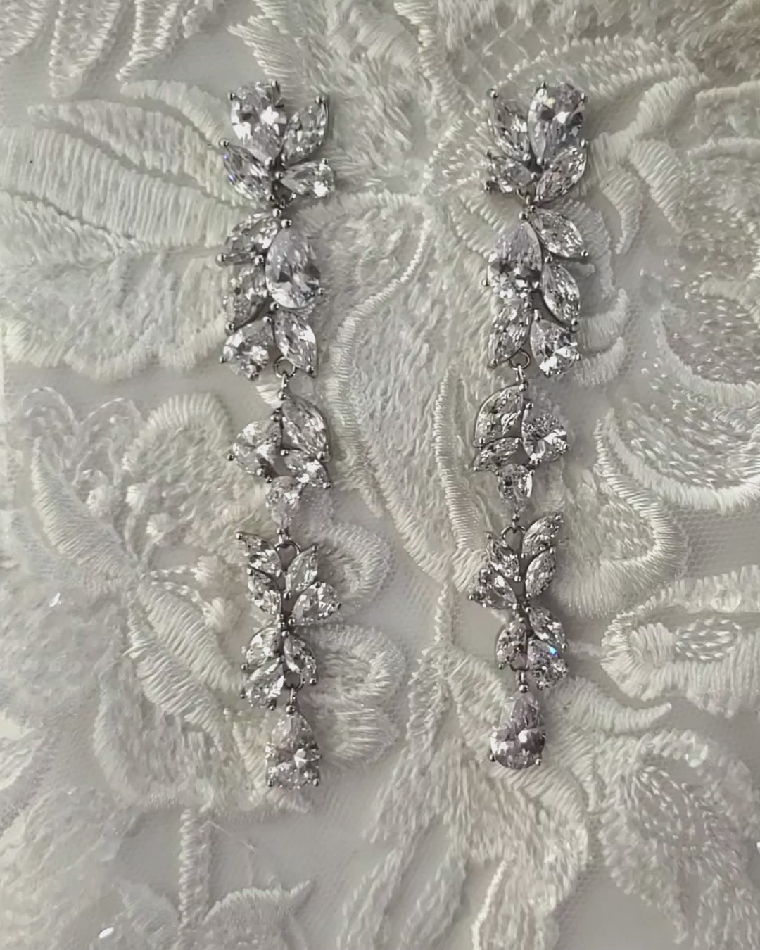 Long Multi Shape CZ Earrings for the Bride