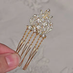 Small Gold bridal hair comb hair accessory with clear crystal stones