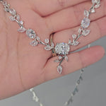 Wedding Necklace Set oval Vines CZ Silver or Gold - Cassandra Lynne