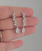 Feather Vine Teardrop CZ Wedding Earrings