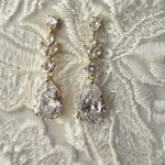 Pear Drop Gold CZ Earrings for the Bride Gold