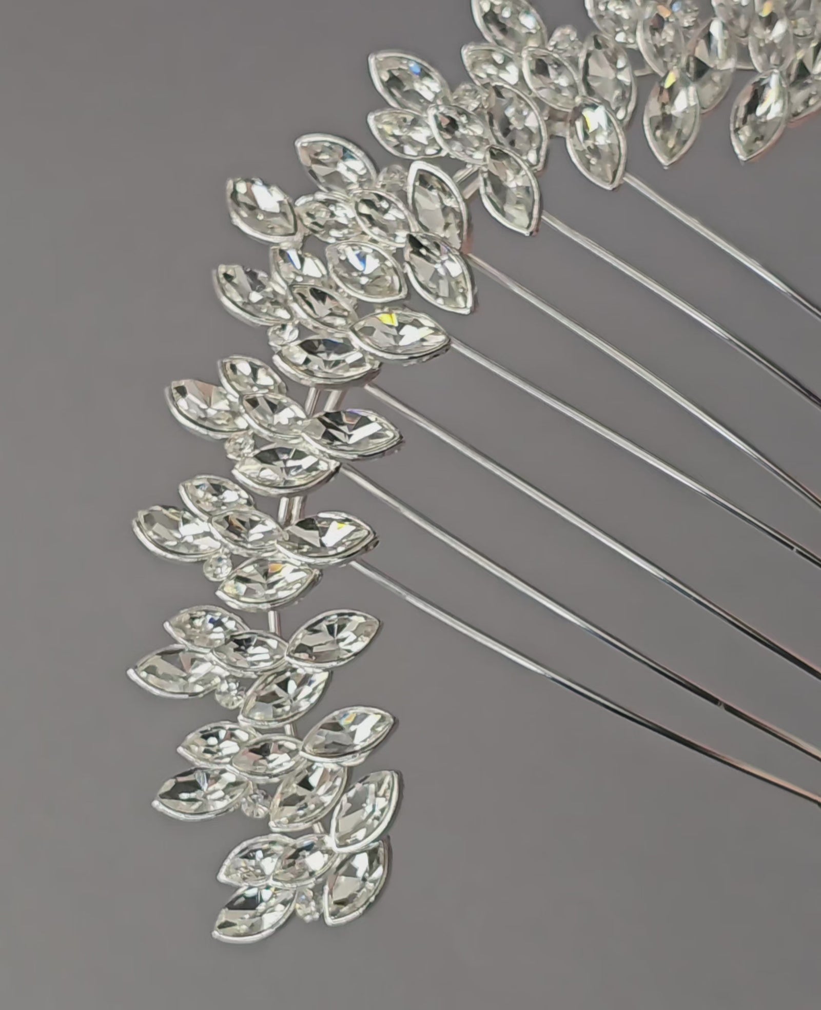 Arched Crystal Wedding Veil Comb in Silver