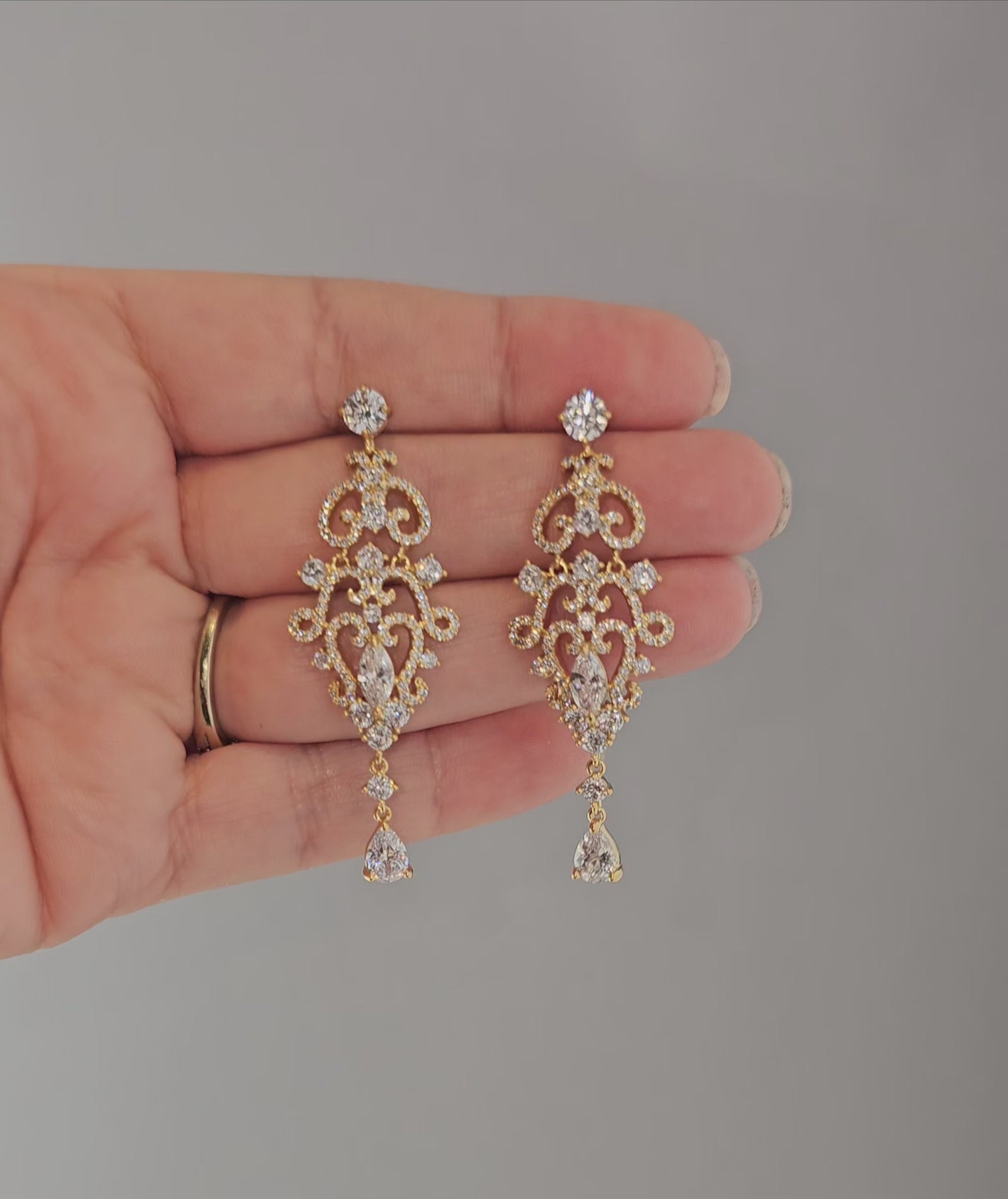 Scrolling Mini Chandelier CZ Earrings