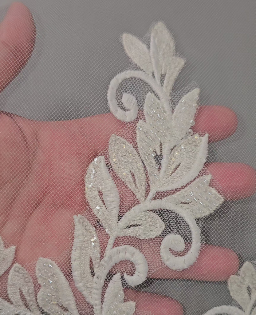 Royal Cathedral Bridal Veil with Venetian Style Appliques Detail