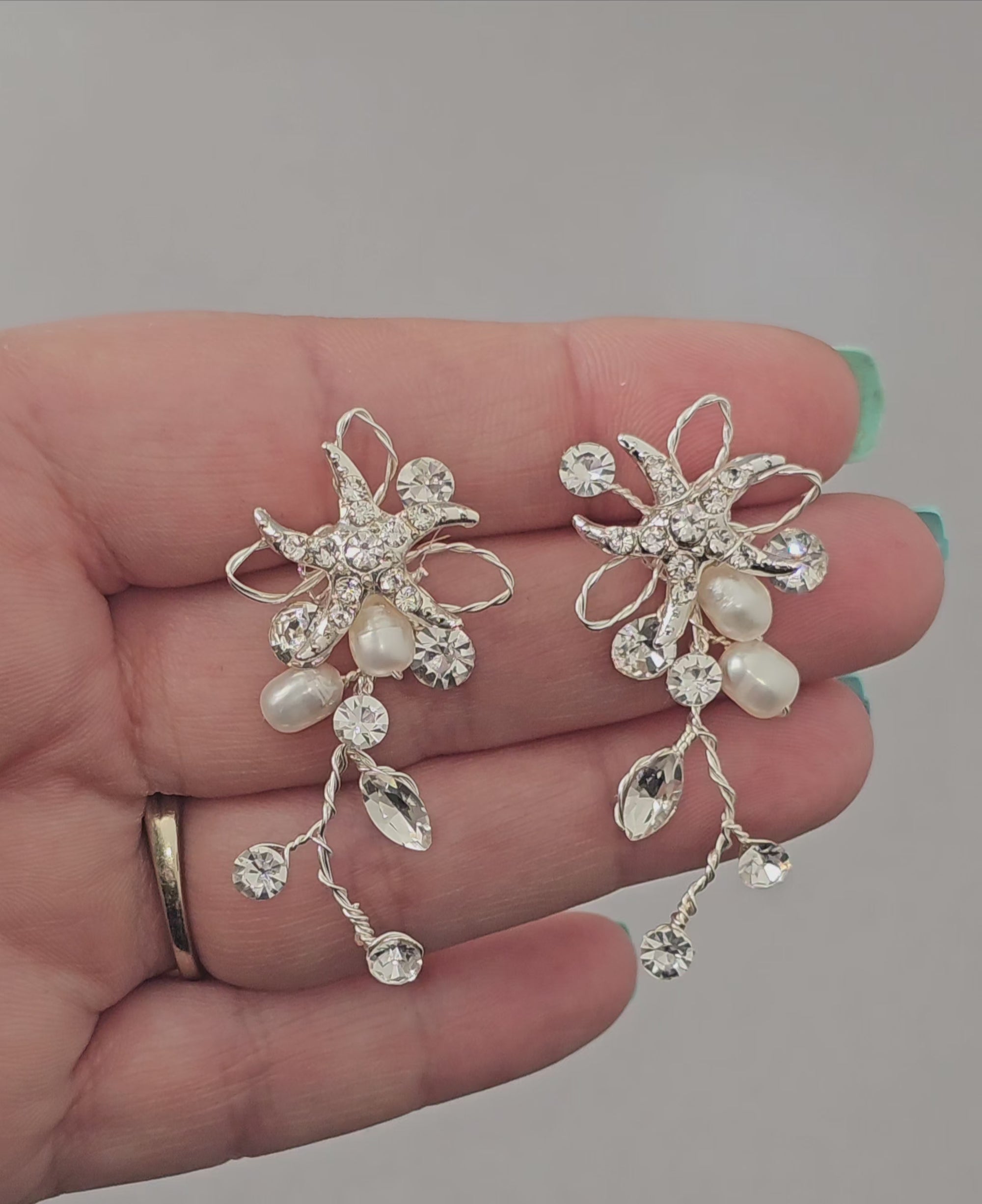 Starfish Beach Wedding Earrings Silver