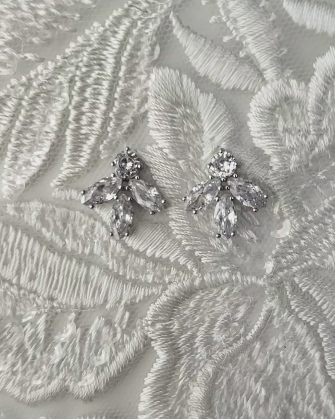 Stud Leaf CZ Earrings for the Bride