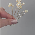 Bridal hair Pin Set Light Gold Silver with pearls Bridesmaids Wedding Hair Accessories - Cassandra Lynne