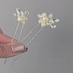 Bridal hair Pins with pearls Bridesmaids Wedding Hair Accessories Silver Light Gold - Cassandra Lynne