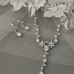 Flower Y Drop CZ Necklace for the Bride