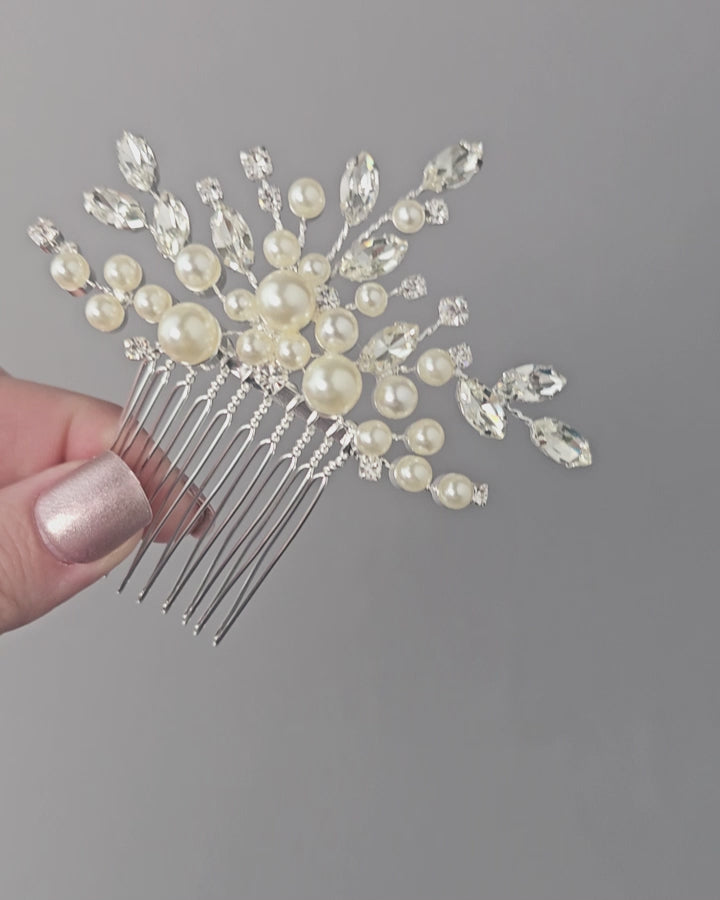 Decorative Bridal hair Comb with Pearls and Crystals Wedding Hair Accessories - Cassandra Lynne
