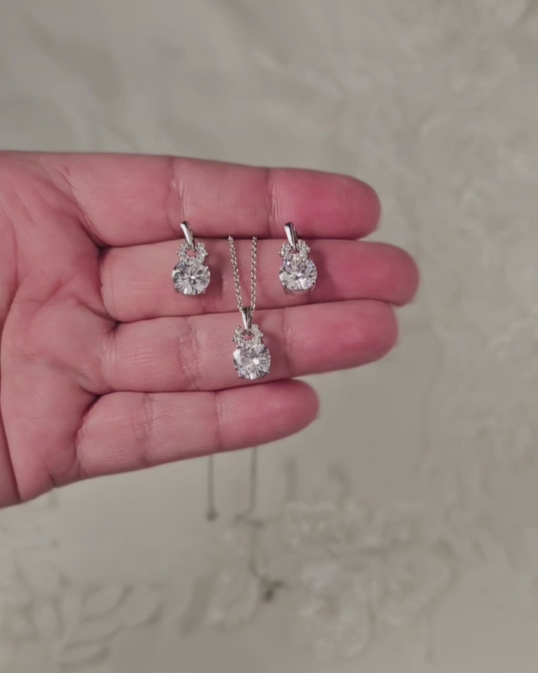 CZ Pendant-and Earrings-Round Brillinat Jewels- Cassandra Lynne